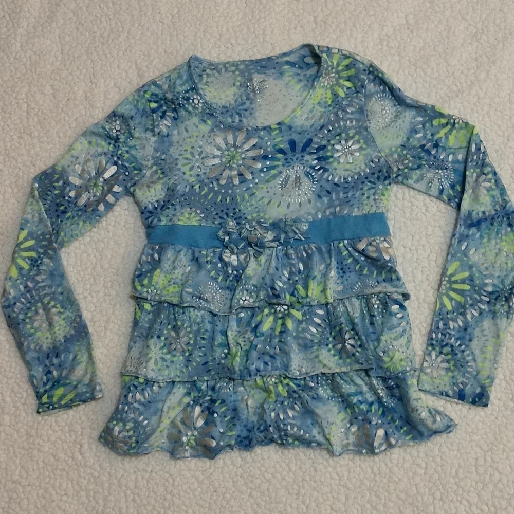 Justice Girls Long Sleeve Ruffled Top Size 18